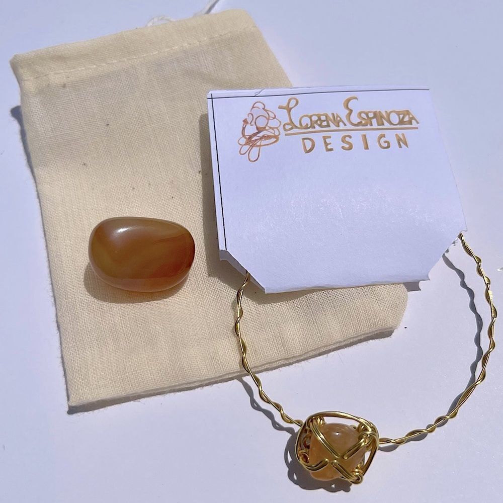 CARNELIAN PALM STONE & MATCHING WIREWRAPPED GEMSTONE BRACELET SET